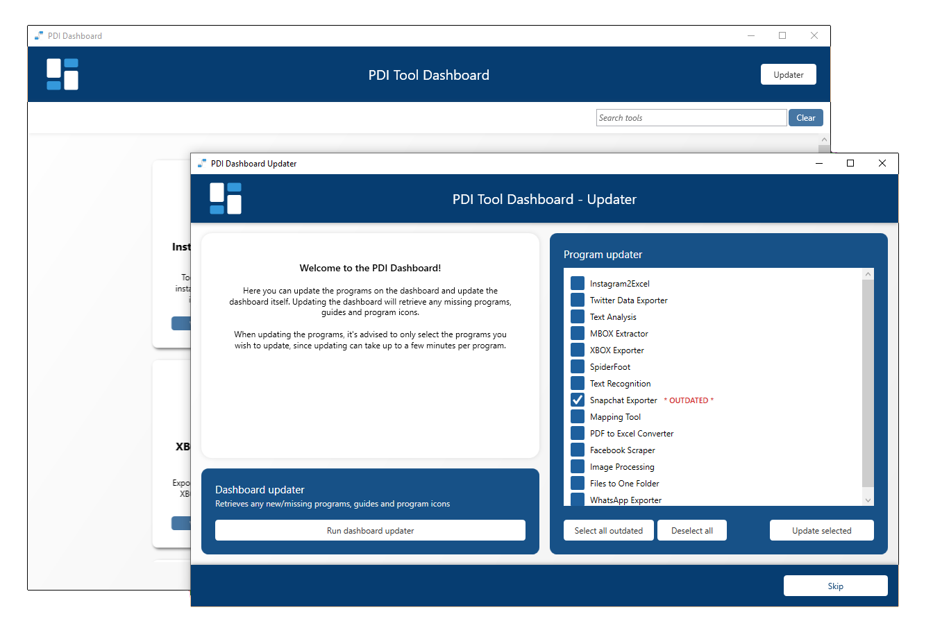 Police Digital Investigation Software Dashboard